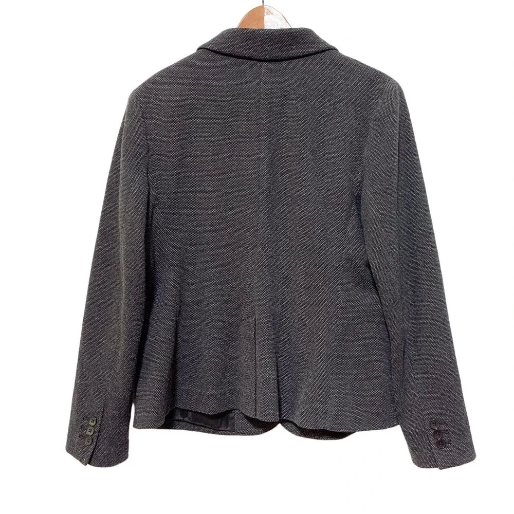TALBOTS Jacket Blazer Size Large Black Gray Two Buttons Knit Long Sleeve